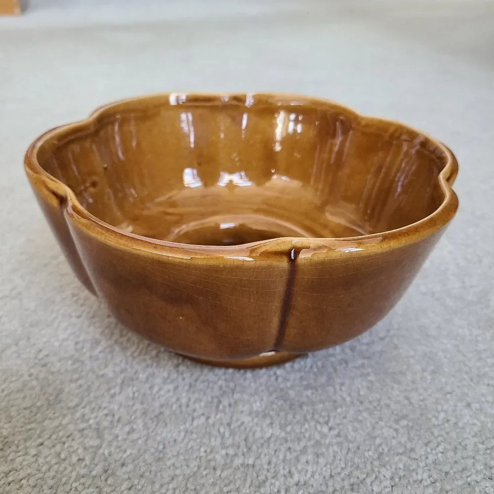 Vintage Haeger #216 Scalloped Planter Floral Petal Ceramic Glazed Pottery